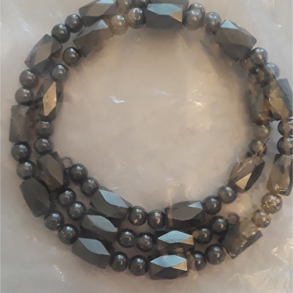 Gray Hematite Stone Necklace Bracelet Choker Crystal Jewelry Magnetic Gemstones